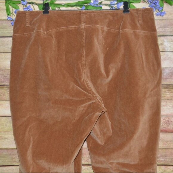 Lane Bryant Venezia Brown Velvet Velour Stretch Pants Size 22 Tall Retro Wide - Picture 5 of 7
